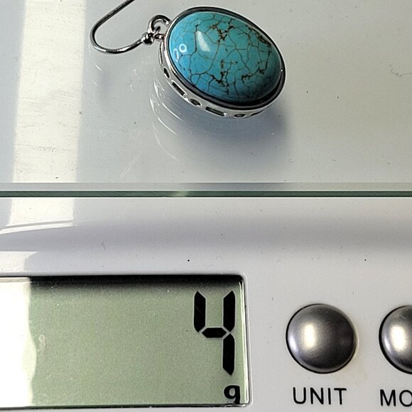 Oval Howlite Earrings Turquoise BLue Oval Blue - Picture 9 of 9